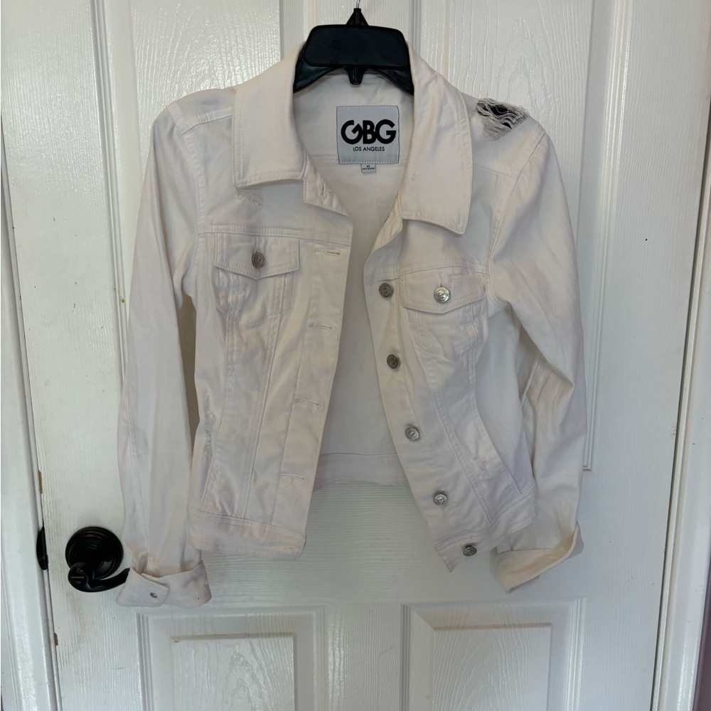 G by Guess White Denim Jacket Ripped
